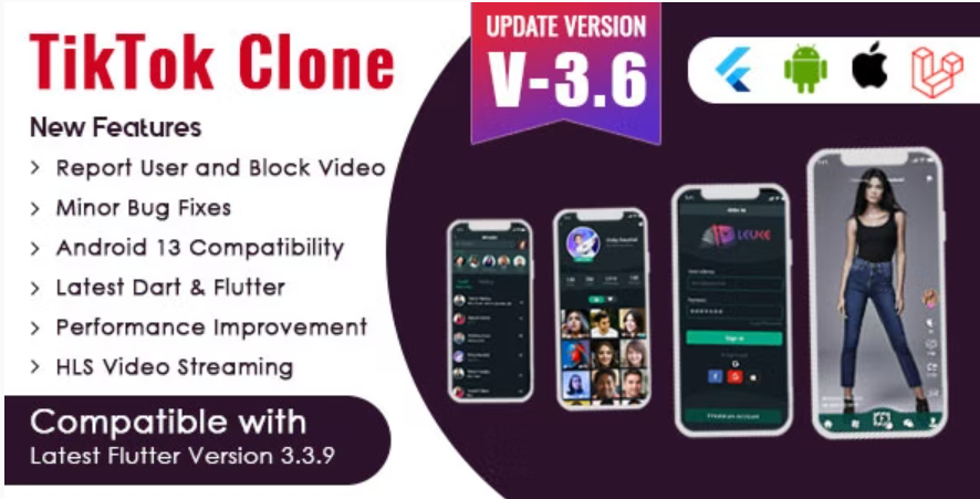 Flutter – TikTok Clone | Triller Clone & Short Video Streaming Mobile App for Android & iOS v3.6